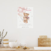 Poster Message de ballon ours rose de la fête pour bébé (Cuisine)