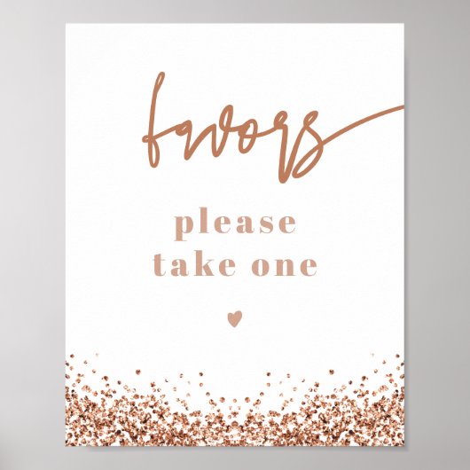 Poster Message de Faveurs de Mariage en Rose Gold REGINA (Devant)