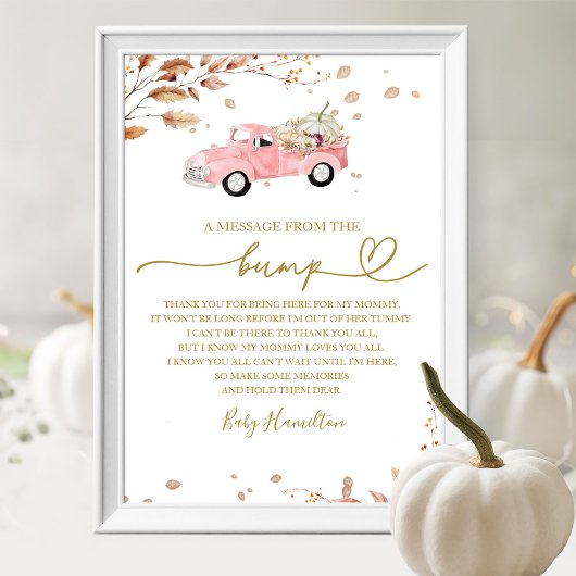 Poster Message de la part du bébé pour la baby shower d'a