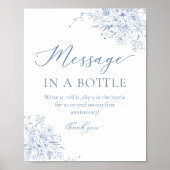 Poster Message de mariage bleu français dans une bouteill (Devant)