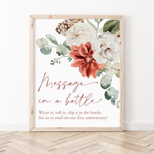 Poster Message de Noël d'hiver rouge dans une botte Jeu