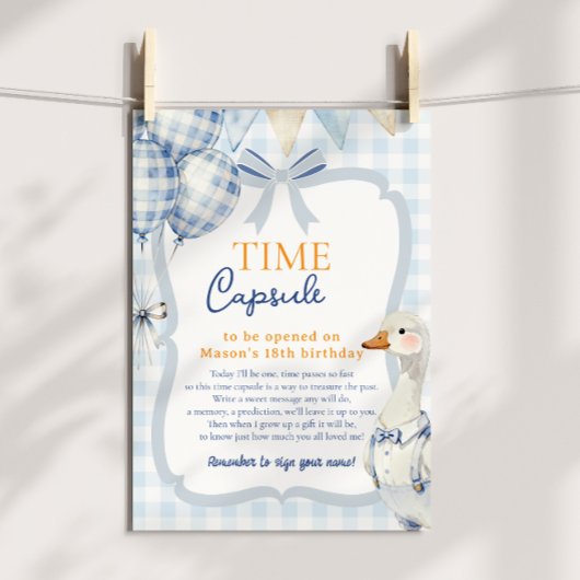 Poster Message de premier anniversaire de capsule tempore