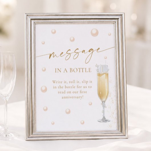 Poster Message de Prosecco Perles dans une bouteille pour