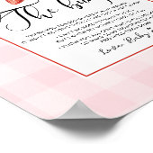 Poster Message de shower de bébé fraise depuis le bump (Coin)