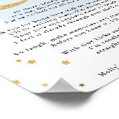 Poster Message du Baby shower Bump Blue Gold Moon (Coin)
