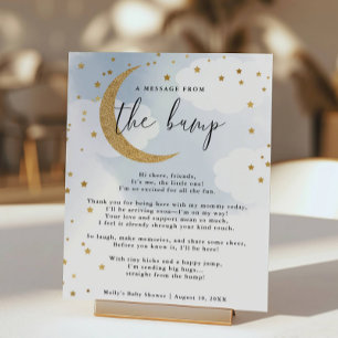 Poster Message du Baby shower Bump Blue Gold Moon