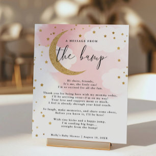 Poster Message du Baby shower Bump Pink Gold Moon