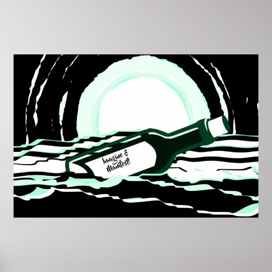 Poster Message Océan Pleine lune Abstrait Dans Une Boutei (Devant)