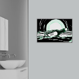 Poster Message Océan Pleine lune Abstrait Dans Une Boutei