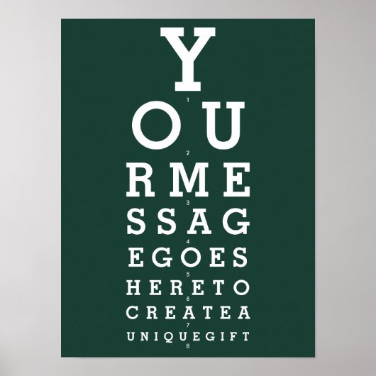 Poster Message personnalisé Emerald Green Eyesight Chart (Devant)