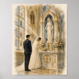Poster Messe latine traditionnelle première messe aquarel