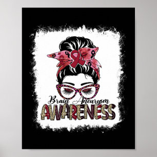 Poster Messy Bun Burgundy Ribbon Cerveau Aneurysme Sensib