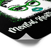 Poster Messy bun Sensibilisation à la santé mentale Ruban (Coin)