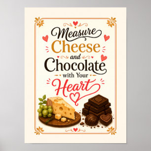 Poster Mesurez le fromage et le chocolat avec votre cœur