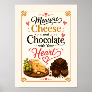 Poster Mesurez le fromage et le chocolat avec votre cœur