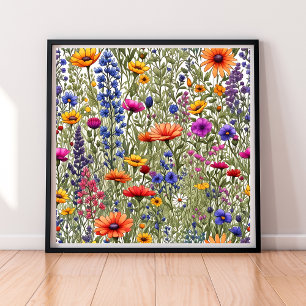 Poster met all-overprint van wilde bloemen