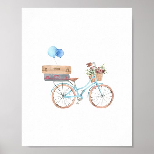 Poster met blauw fiets, kalkzandsteen (Voorkant)