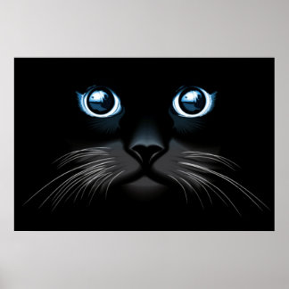 Poster met blauw zwarte kat