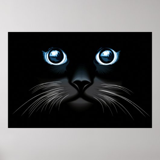 Poster met blauw zwarte kat (Voorkant)