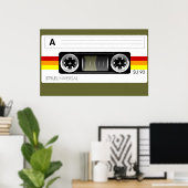 Poster met cassettebandetiket (Thuiskantoor)