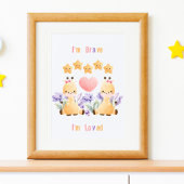 Poster met cute baby-giraf | Ik ben dapper - Ik wo