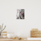 Poster met cute witte puppy (Keuken)