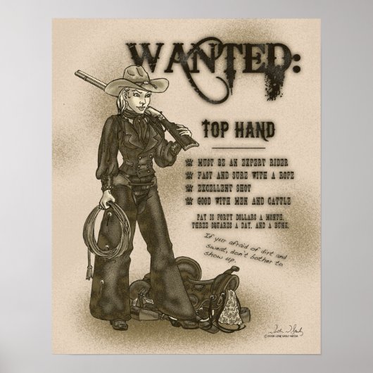 Poster met de beste hand van Cowgirl (Voorkant)