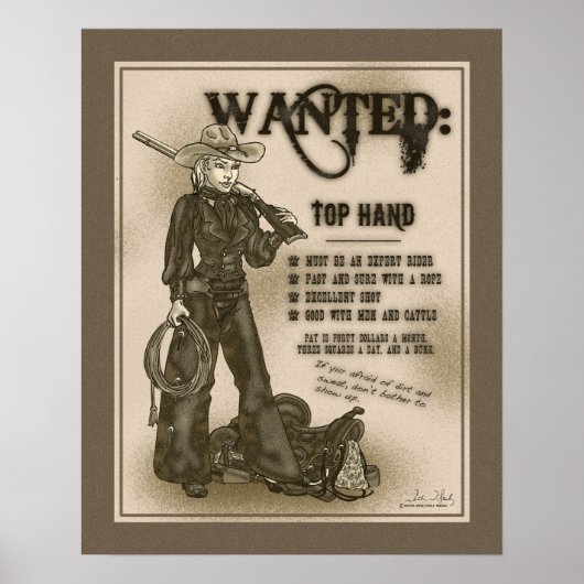 Poster met de beste hand van Cowgirl (Voorkant)