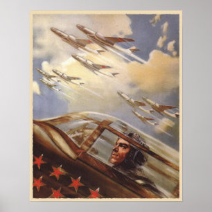Poster met de  luchtmacht van de USSR - propaganda