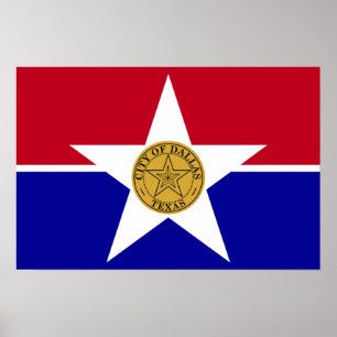 Poster met de vlag van Dallas, VS