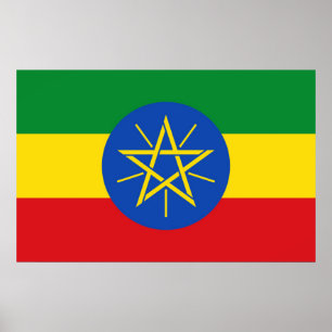 Poster met de vlag van Ethiopië