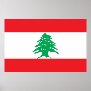 Poster met de vlag van Libanon