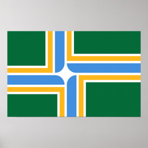 Poster met de vlag van Portland, Oregon, Verenigde