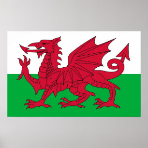 Poster met de vlag van Wales