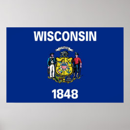 Poster met de vlag van Wisconsin, VS