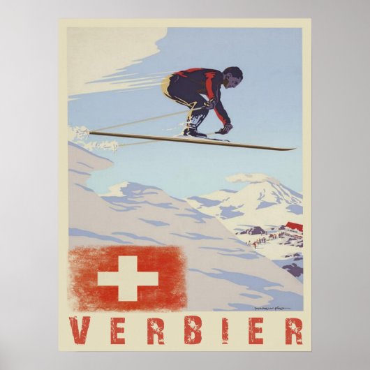 Poster met de Zwitserse  Ski Print (Voorkant)