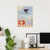 Poster met de Zwitserse  Ski Print (Thuiskantoor)