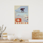 Poster met de Zwitserse  Ski Print (Keuken)