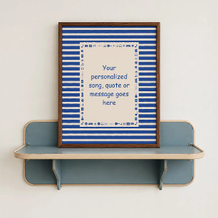 Poster met donkerblauwe songtekst - op maat gemaak