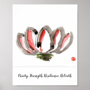 Poster met een gestileerde lotusbloem