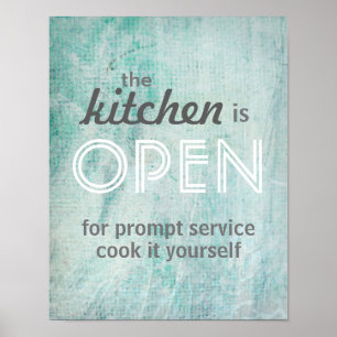 poster met een humoristisch citaat koken het zelf