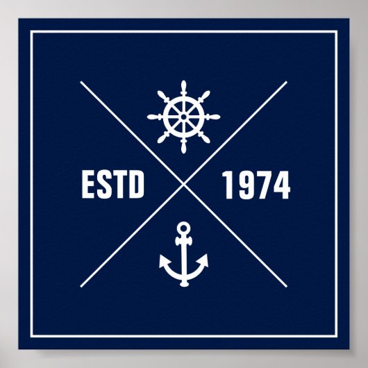 Poster met etiket op papier met een ankerwiel en e (Voorkant)