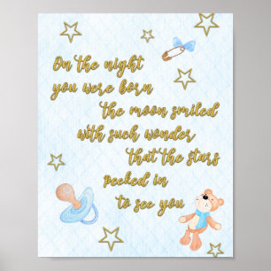Poster met gedicht voor baby boy kinderkamer of sl