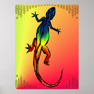 Poster met gekleurde hagedis