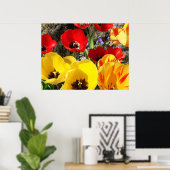 Poster met gele en rode tulpen (Thuiskantoor)