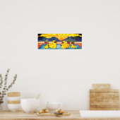 Poster met gele Rubber Duck Family Vacation Pool (Keuken)