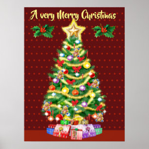 Poster met grote kerstbomen