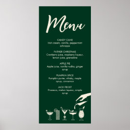 Poster met het menu Groen kerstretro modern cockta