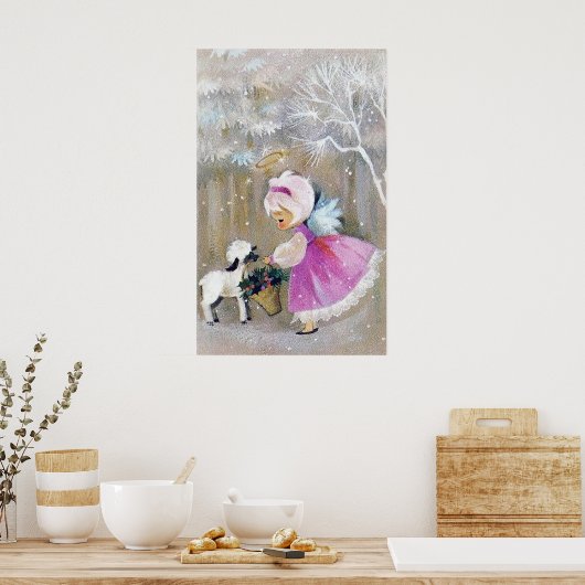 poster met kerst-engelenfeestdag (Keuken)