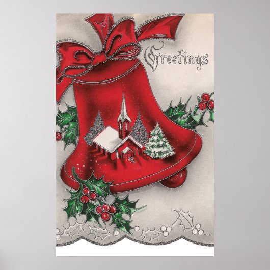 poster met kerst-kerkbelklok (Voorkant)